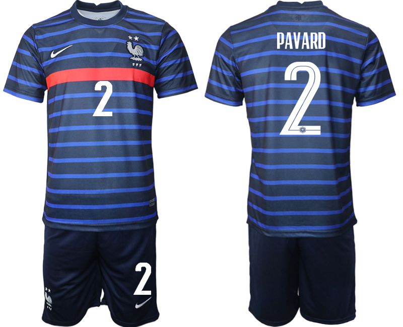 Men 2020-2021 European Cup France home blue #2 Soccer Jersey